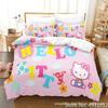 Cute Hello Kitty Colors Bedding Set Pillowcase Japanese Anime Bedclothes 3D Printed Quilt Cover Duvet Cover Baby Kids Child Gift