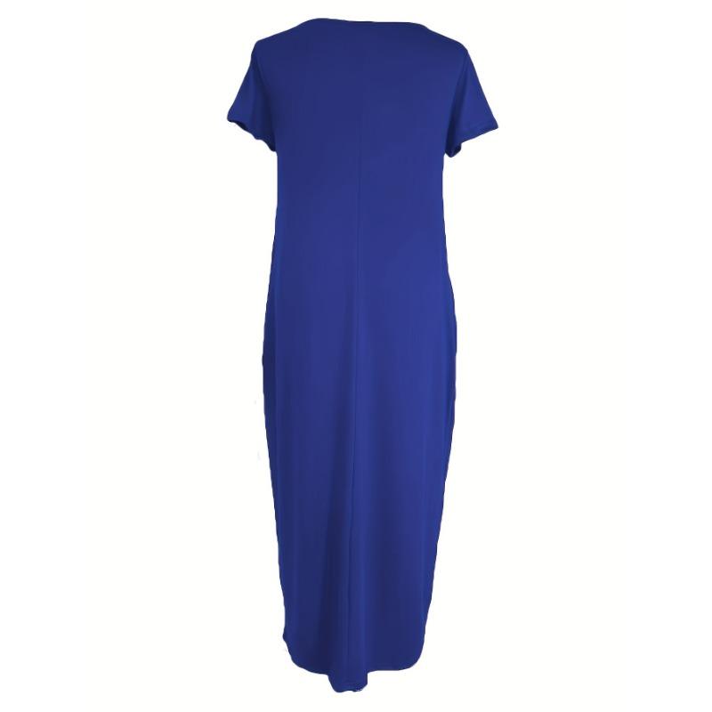 Solid Simple Dress, Casual Short Sleeve Maxi Dress With Pockets, Women's Clothing