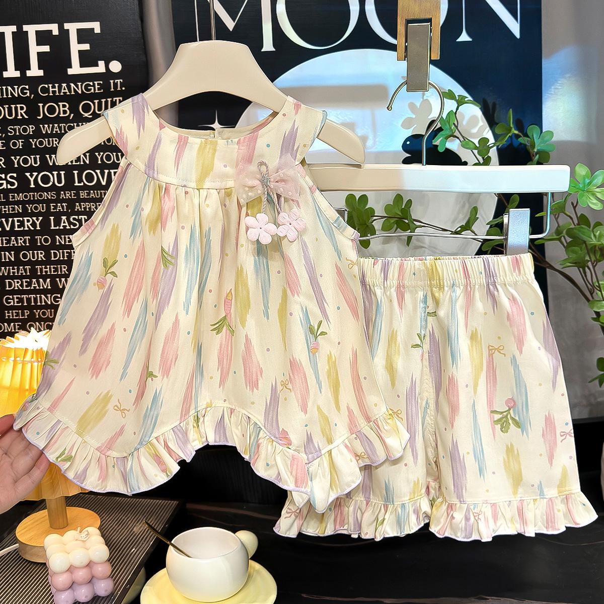 

Летний комплект для девочек: юбка и топ на бретельках - Платье на бретельках из смесовой ткани лиоцелл, хлопок и шелк (Два куска) 80 cm