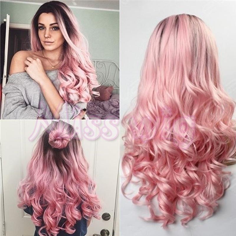 

Синтетический Омбре парик Длинные Curly Розовый Косплей парики