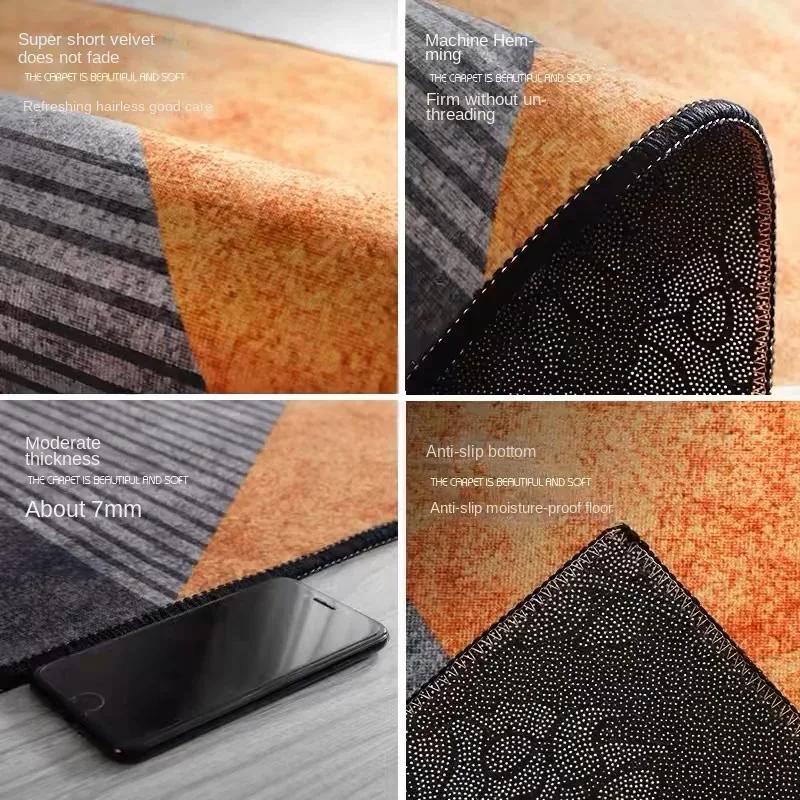 Nordischer Schlichter Kristall-Samt Teppich Wohnzimmer Schmutzabweisend Schlafzimmer Sofa Couchtisch Matte Schlafzimmer Bettseite Rutschfeste Matte