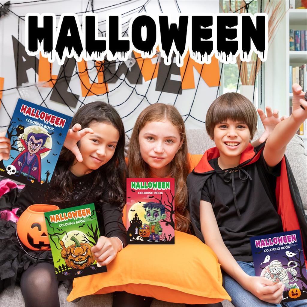 Halloween Coloring Book Set Of 6 Children's Cartoon Party Funny Pumpkin Coloring Book