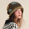 Autumn And Winter Retro Brown Stacking Hat Women'S Ear Protector Warm Wool Hat Pullover Hat Korean Version Versatile Cold Hat Big Head Circumference