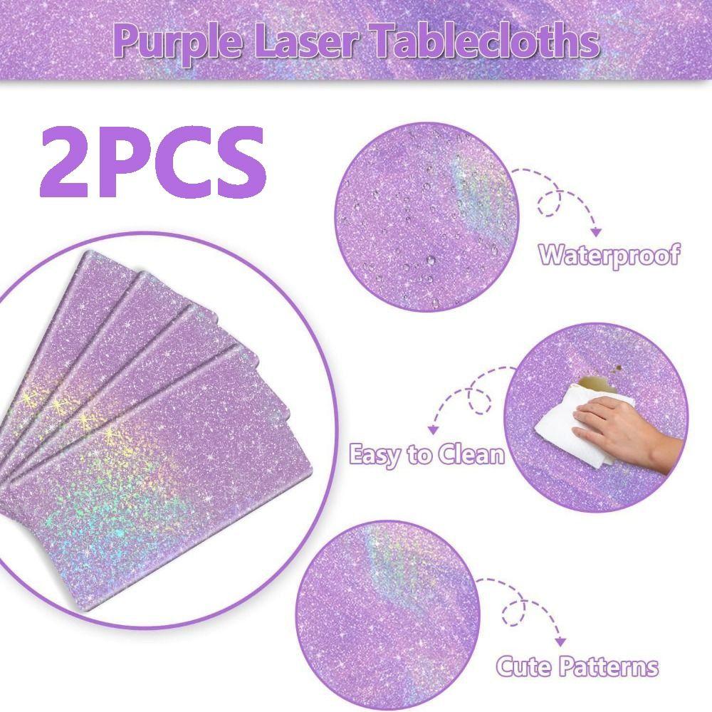 2Pcs Iridescent Effect Rectangle Table Covers Birthday Tablecloth  Wedding Supplies