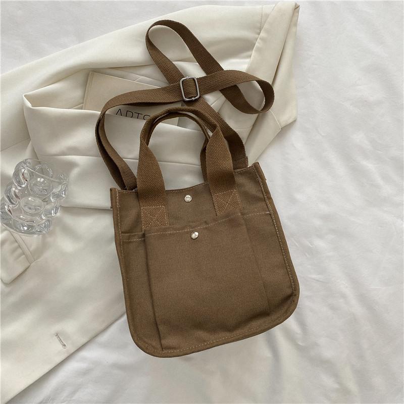 2025 Canvas Small Bag Girls Shoulder Small Square Bag Summer Handbag Student Solid Color Casual Japanese Messenger Bag