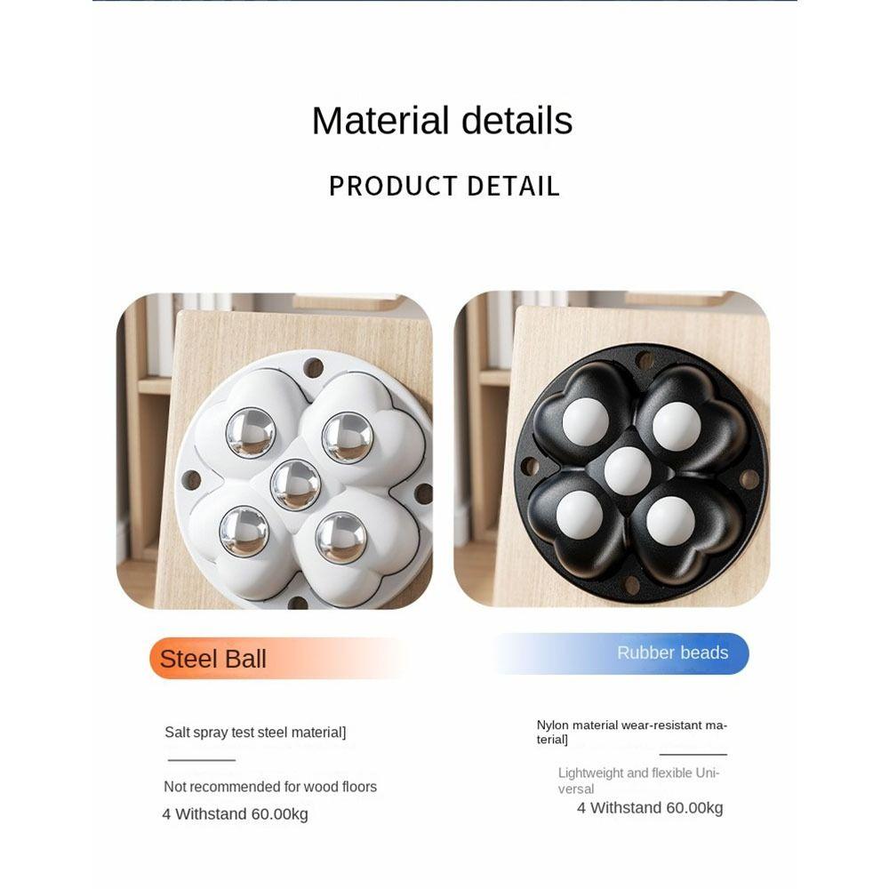 4Pcs Mute Furniture Casters Self Adhesive Universal Pulley Storage Box Roller for Storage Box