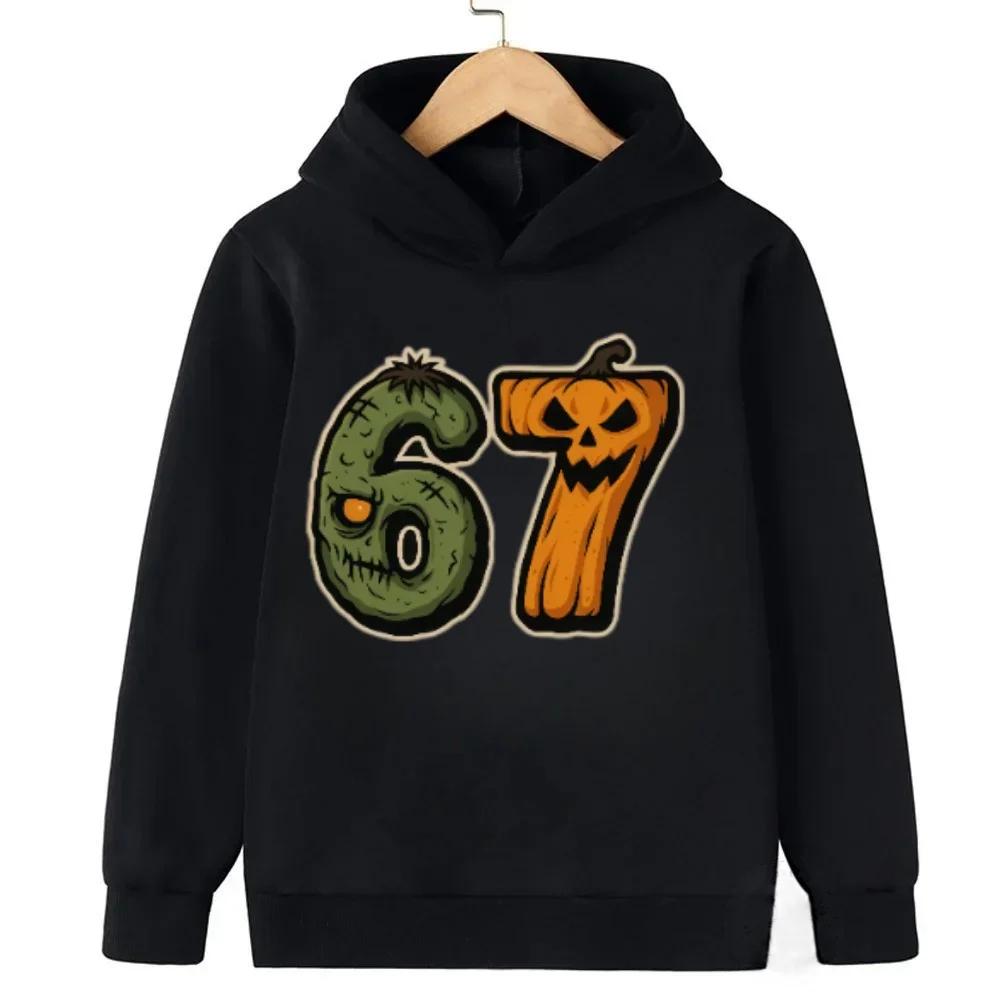 Spring Autumn 67 Six Seven Crazy Children's Hoodie Kids Casual Fashion Fun Boys Hooded Sweatshirt Pullover Girl Clothing Top
