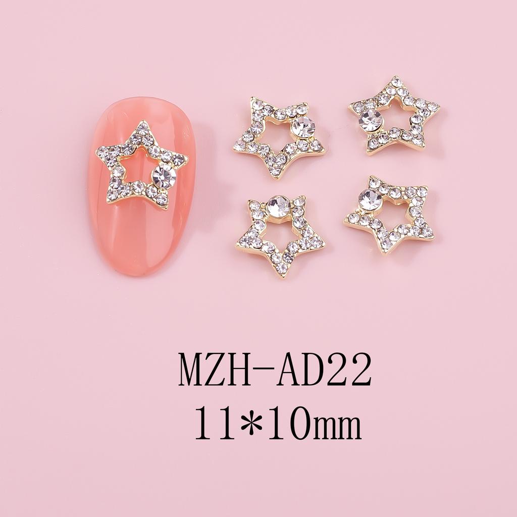 Metal Pentagram Nail Art Jewelry DIY Hollow Three-dimensional Nail Accessories Alloy Star Nail Art Diamond Jewelry 10pcs