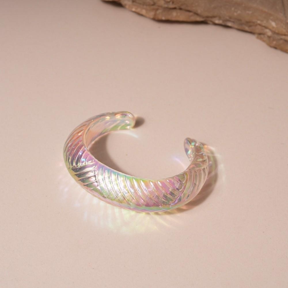 AB Colorful Acrylic Opening Bangle Irregular Large Resin Bracelet Fashion Wide Cuff Bracelet  Women