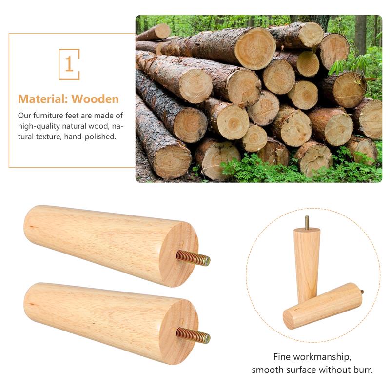 4Pcs Solid Wood Furniture Legs Height 10/12/15CM Straight Sturdy Tapered Sofa Bed Cabinet Table Chair Replacement Furniture Legs