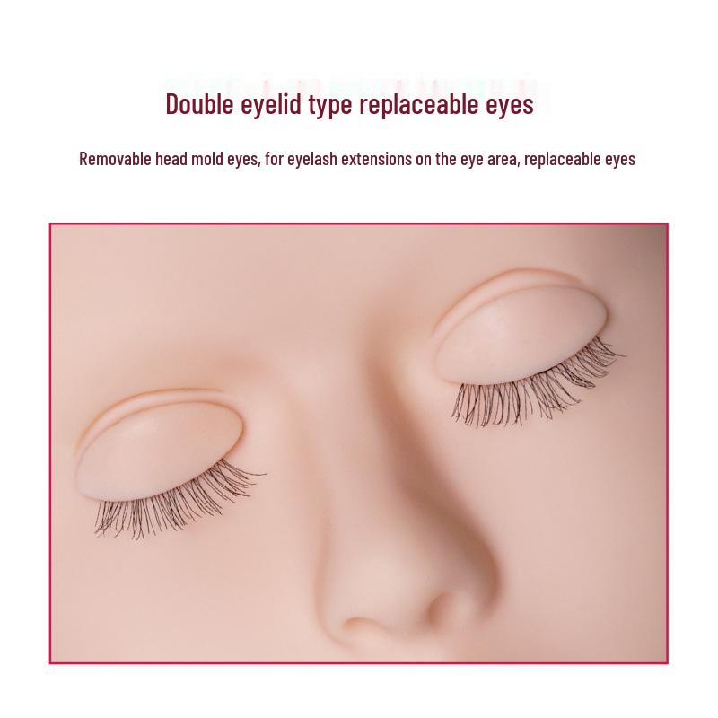 Realistic Silicone Mannequin Head for Eyelash Extension Practice with Removable Eyelids