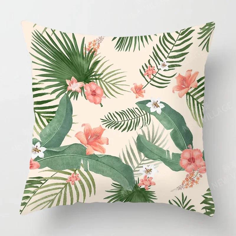 Nordic fall home decor autumn throw pillow case sofa Cushion cover modern  _   _ leaf plant green,(3) 30x30cm