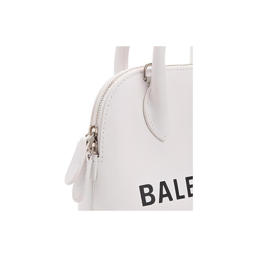 Balenciaga Ville Logo Print Calfskin Shell Bag Women Handbags White 550646-0OTN3-9060