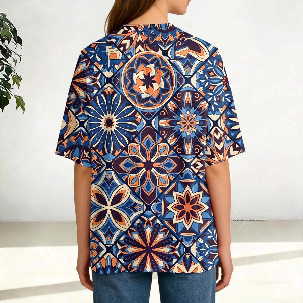 Top da Donna Casual a Manica Corta con Vestibilità Larga, Stampa Floreale, Leggero e Comodo, Adatto per l'Uso Quotidiano e le Attività all'Aperto