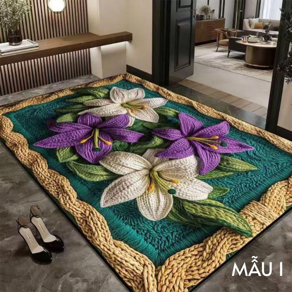 Retro Floral Non-Slip Absorbent Foyer Doormat - Cuttable Diatomaceous Earth Mud Scraper