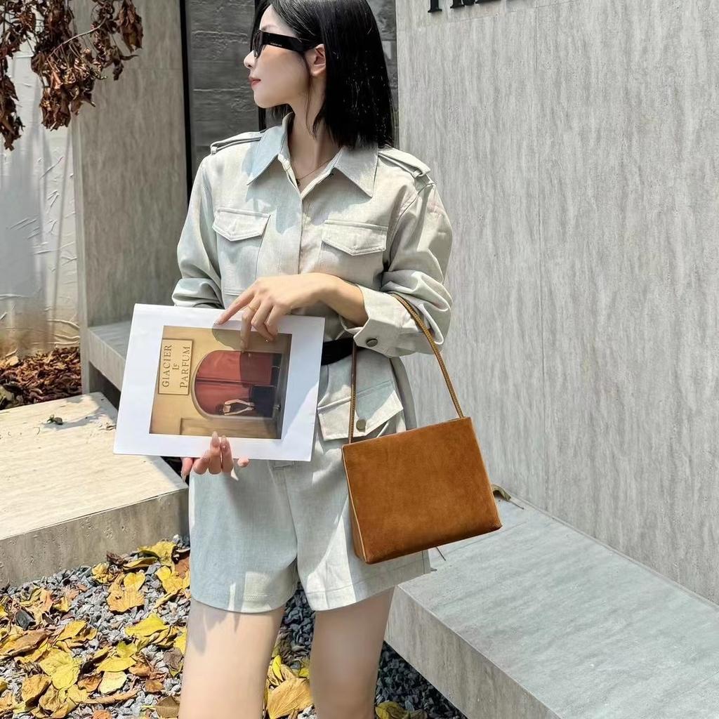 Autumn and Winter Leather Women's Bag Korean Version All-in-one Abrasive Leather Hand Armpit One-shoulder Temperament Dinner Bucket Bag