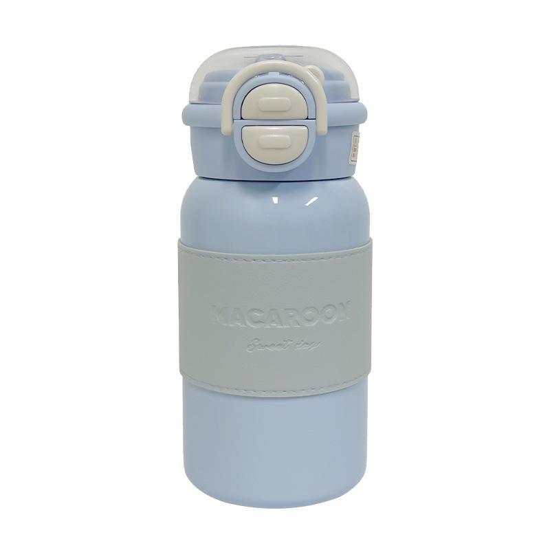 Thermosbecher mit großer Kapazität, einfarbig, mit Hülle und Strohhalm für Studenten und Sport