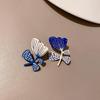 Fashionable Blue And White Asymmetrical Flower Earrings Ins With Simple And High-end Design Personalized Earring Accessories