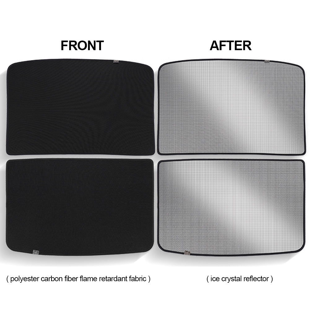 2Pcs Car Glass Roof Sunshade Front Rear Open Sunroof Windshield Shade Net UV Protection Interior Cover For Tesla Model 3 Y