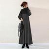 TOWYYO Docking Long Sleeve Dress with High Cute Loose Suitable for Women in Their and and Winter Women's Neck, Ruffles, Casual, Elegant, Fit,