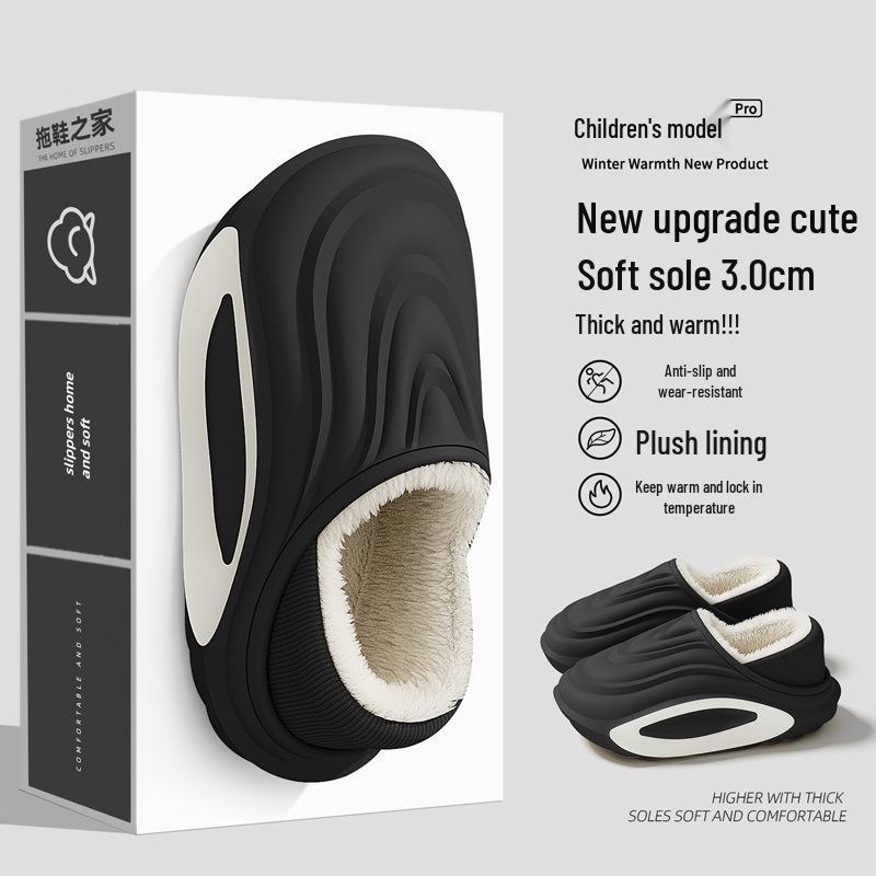 2025 Warm Non-Slip Kids & Parent Cotton Slippers: Waterproof, Thick Sole for Winter Outdoor & Home Wear