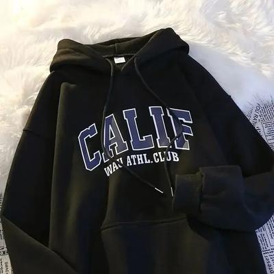 Moletons com Capuz Estampados de Bezerro Moletons Coreanos Femininos Soltos Casuais Moletons Pulôver de Lã Roupas Femininas