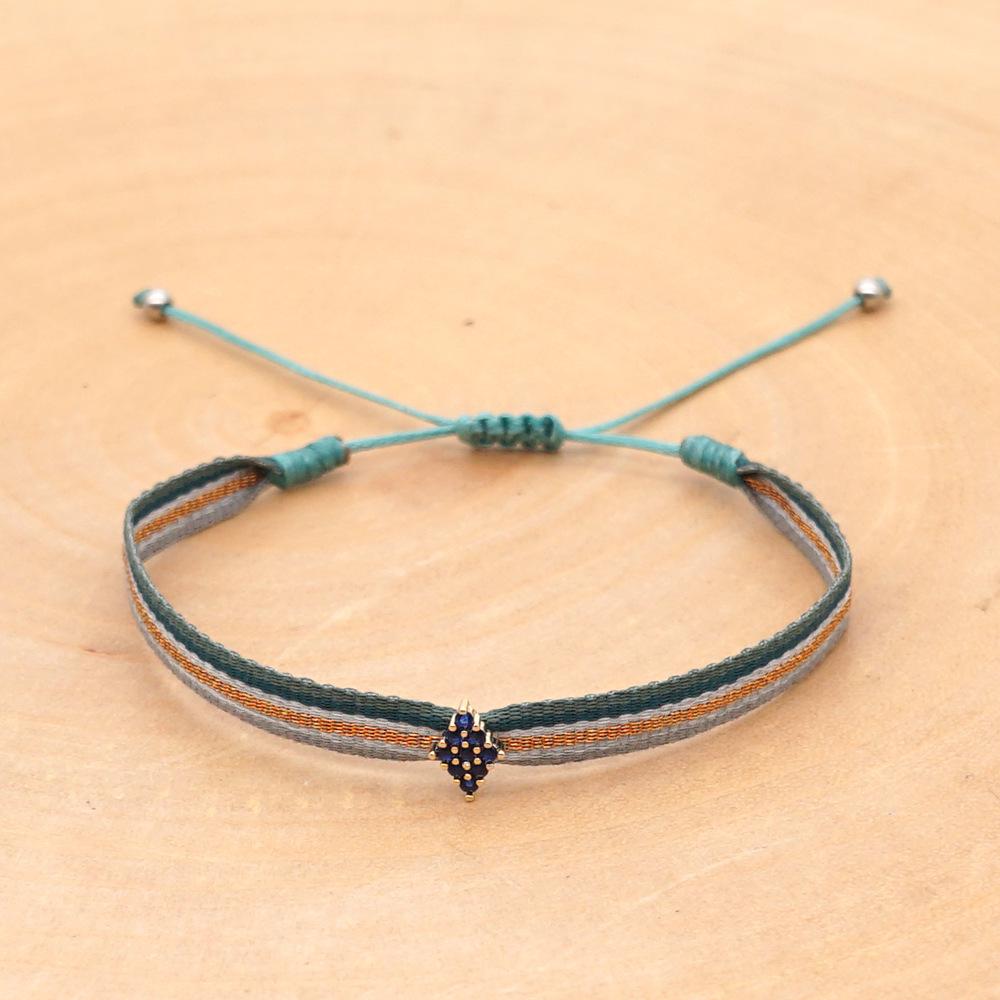 Retro Pattern Bohemian Spanish Court Hand-Woven Bracelet with Micro-Inlay