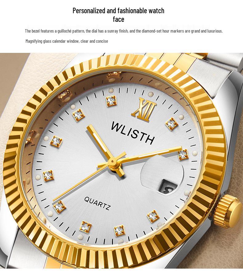 Wolis Waterproof Quartz Couple Watches - Elegant Men's and Ladies' Wristwatches