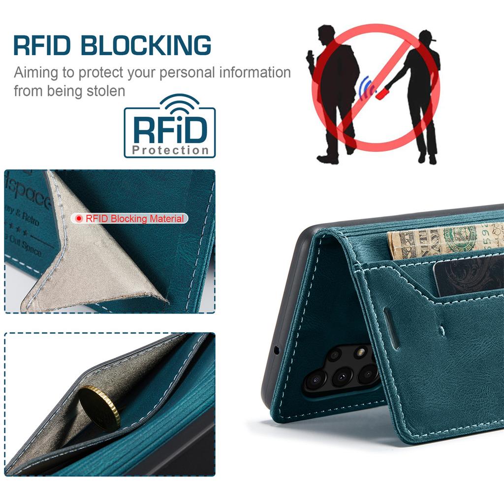 Premium Vintage Leather Wallet Case for Samsung Galaxy A14 4G/5G - RFID Protection Flip Cover with Card Slots, Shockproof Retro Style (4 Colors)