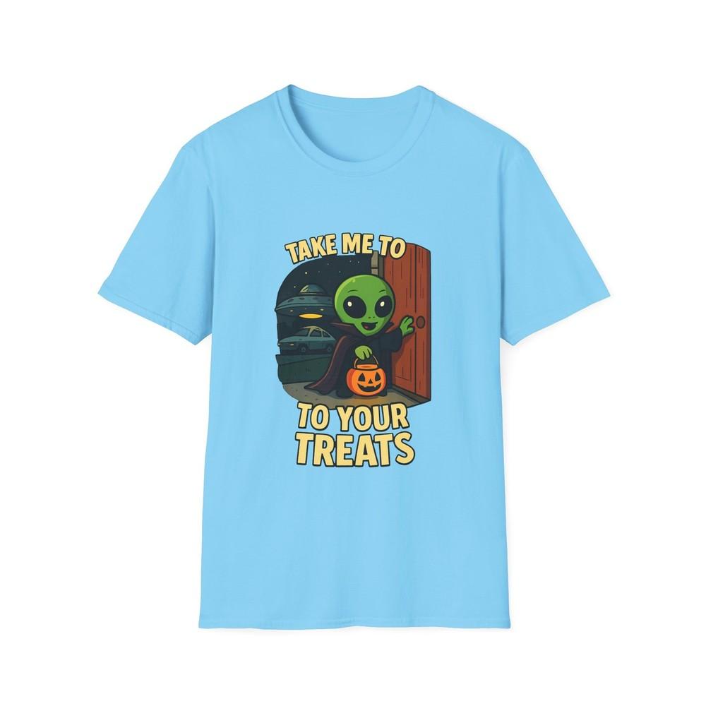 

Unisex Softstyle T-Shirt Alien Vampire Halloween Tee Funny Trick or Treat Shirt L