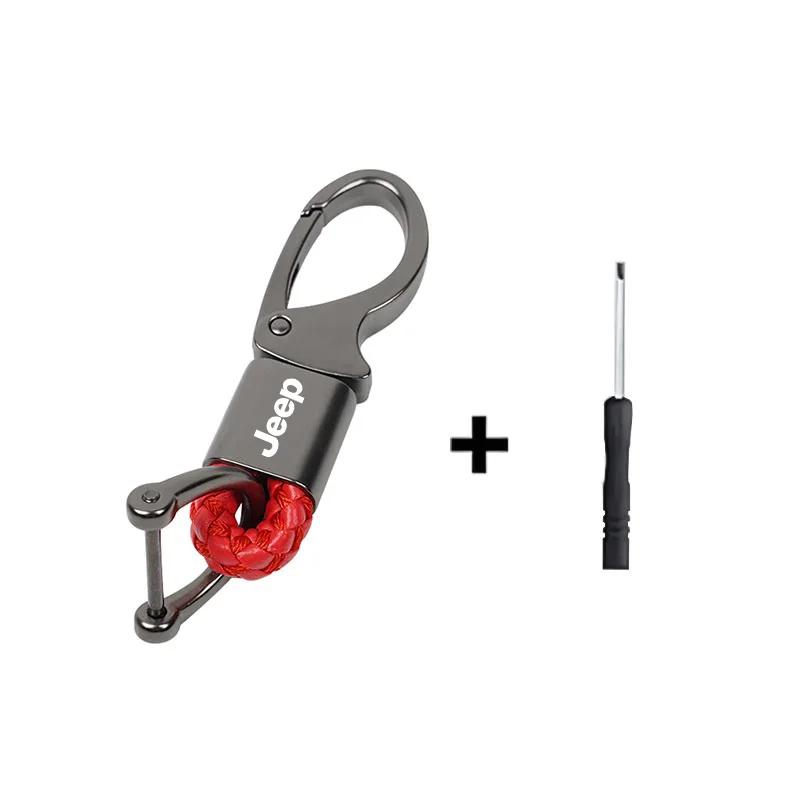 För Jeep Zinklegering Bilnyckelring Flätad Rep Nyckelring Nyckeltillbehör För Jeep Grand Cherokee Wrangler JK Gladiator Compass R