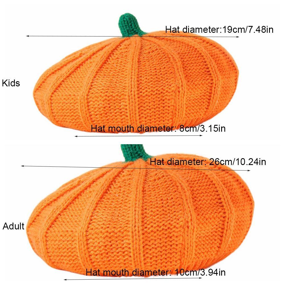 Cute Orange Pumpkin Beret Painter Hat Octagonal Cap Knitted Hat Newsboy Cap Keep Warm Parent-Child Hat Ladies