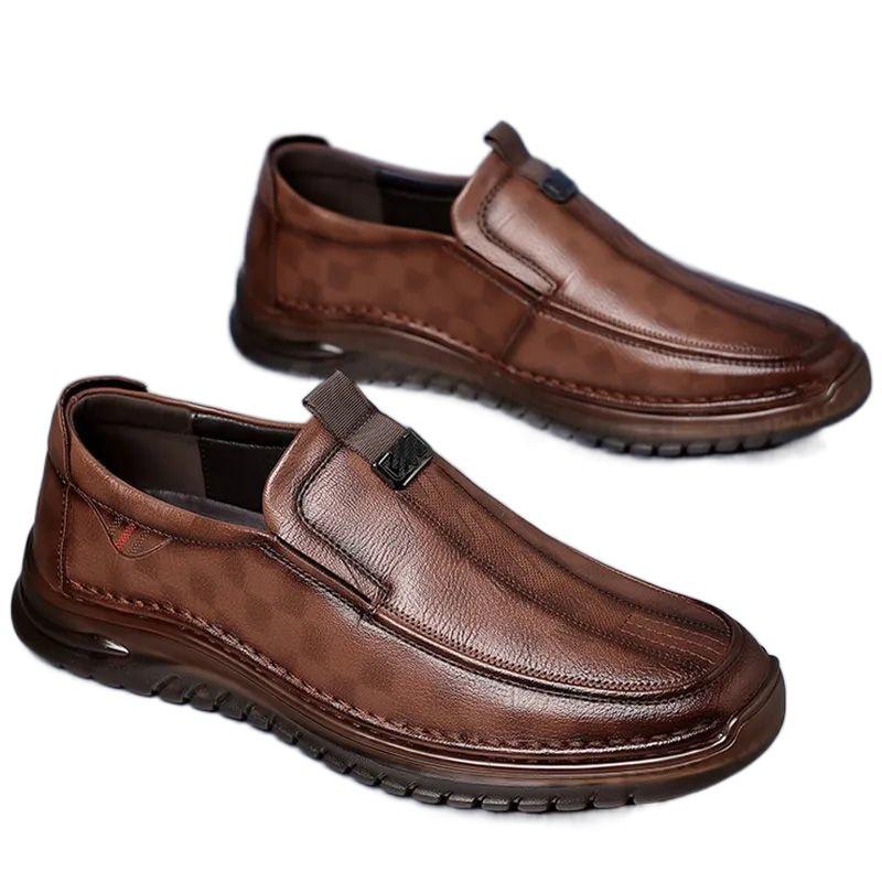 Hy Herrenschuhe weiches Leder Herren Ein-Pedal 2024 neu Leder Business Casual rutschfest Lederschuhe weiche Sohle atmungsaktiv Papa