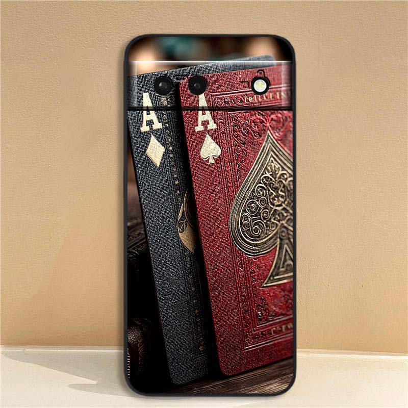 Creative poker card patterns For Google Pixel 10 9a 9 8A 8 7 7A 6 6A Pro XL 2024 5G Black Soft TPU Silicone Phone Case