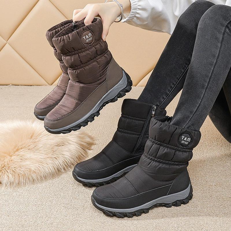 

Winter Waterproof Snow Boots, Women s Plus Size Women s Shoes, Midsole Warm Women s Flat Bottom Short Boots with Thickened Fleece EU42/CN43 чорний