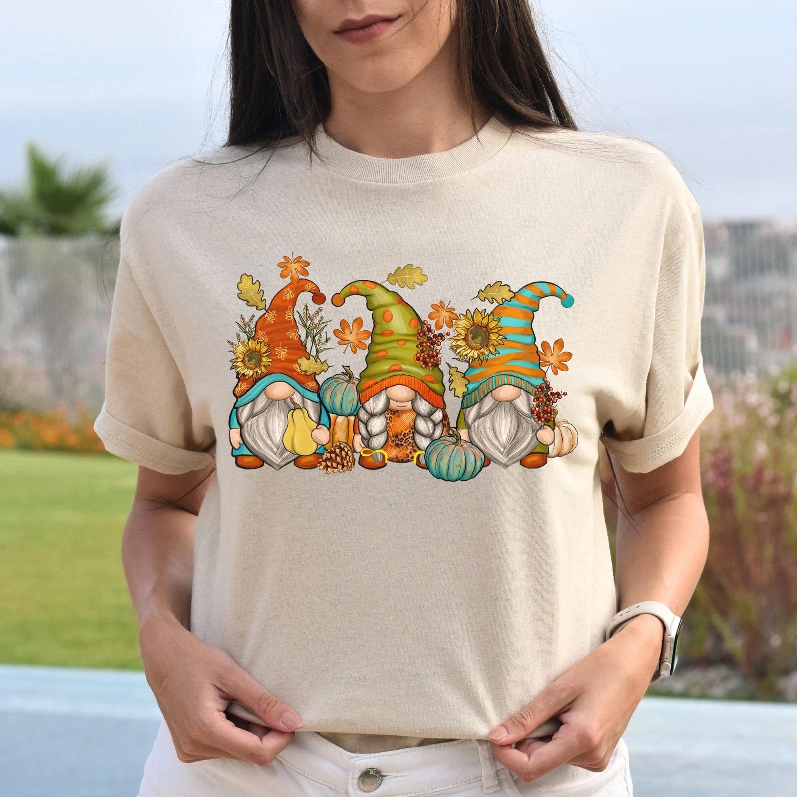 Fall Gnomes Unisex shirt Autumn gnomes Christmas gift White Sand S