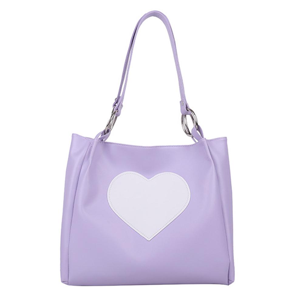 

Женская простая сумка-тоут из искусственной кожи, продуктовая сумка для отдыха, большая вместительная универсальная сумка в форме сердца, повседневная сумка для женщин фиолетовый