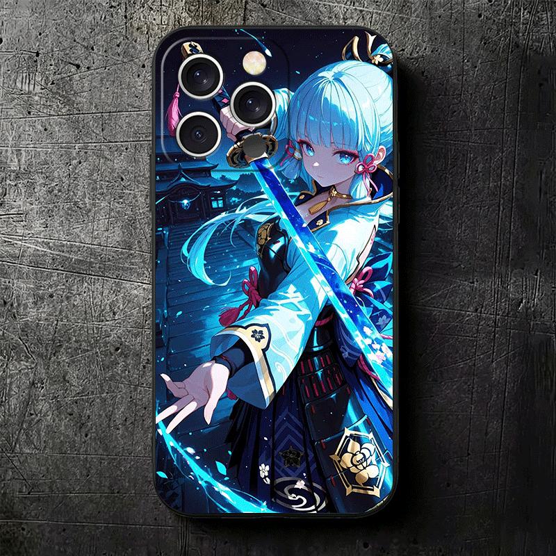 Genshin Impact Kamisato Ayaka Soft Phone Case for iPhone 16 16E 17 Air 15 Pro Max 14 Plus 13 Mini 11 12 7 Black Cover Back Shell