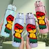 1PC Raised Fist Art Pattern 750ml Color Plastic Sports Water Bottle Leakproof Flip Straw Lid Suitable for Sports Office Home Use