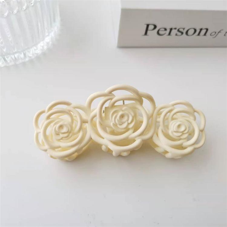 10.5cm Grinding Camellia Rose Flower Large Hair Claw Clip Ins Plate Acrylic Hair Shark Clip for Female Hair Accessories