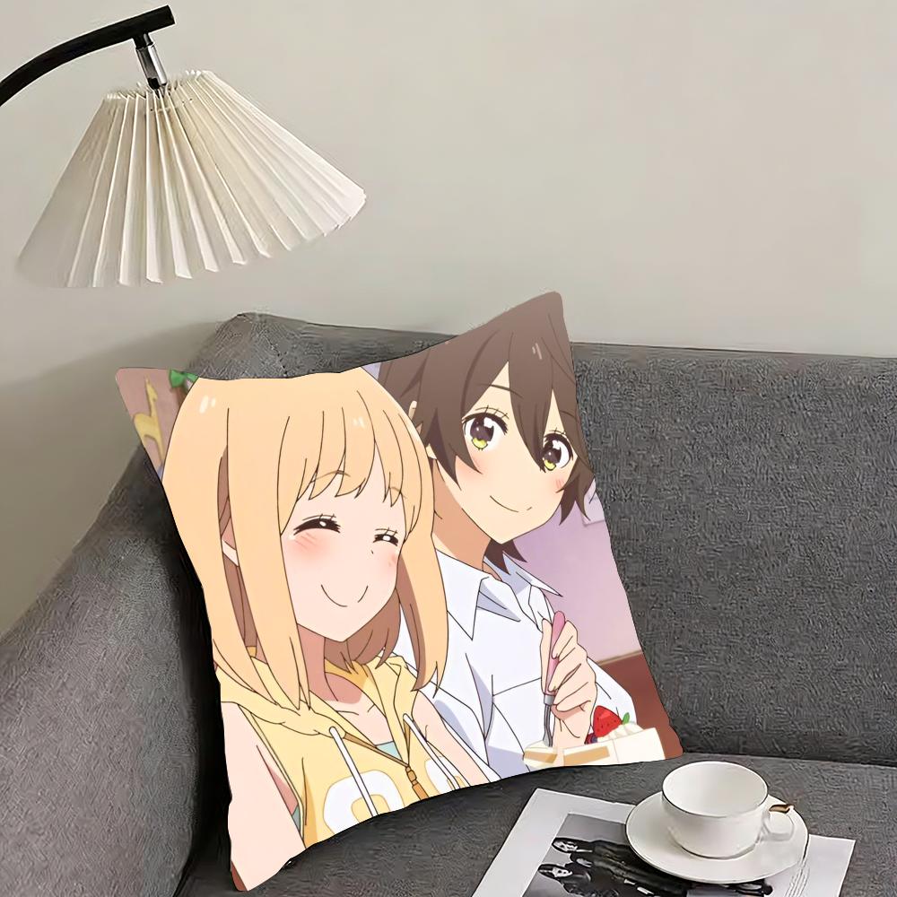 Asagao to Kase-san Cushion Cover Reversible Plush Pillow Cover – For car, sofa, bedroom, perfect as a gift.
