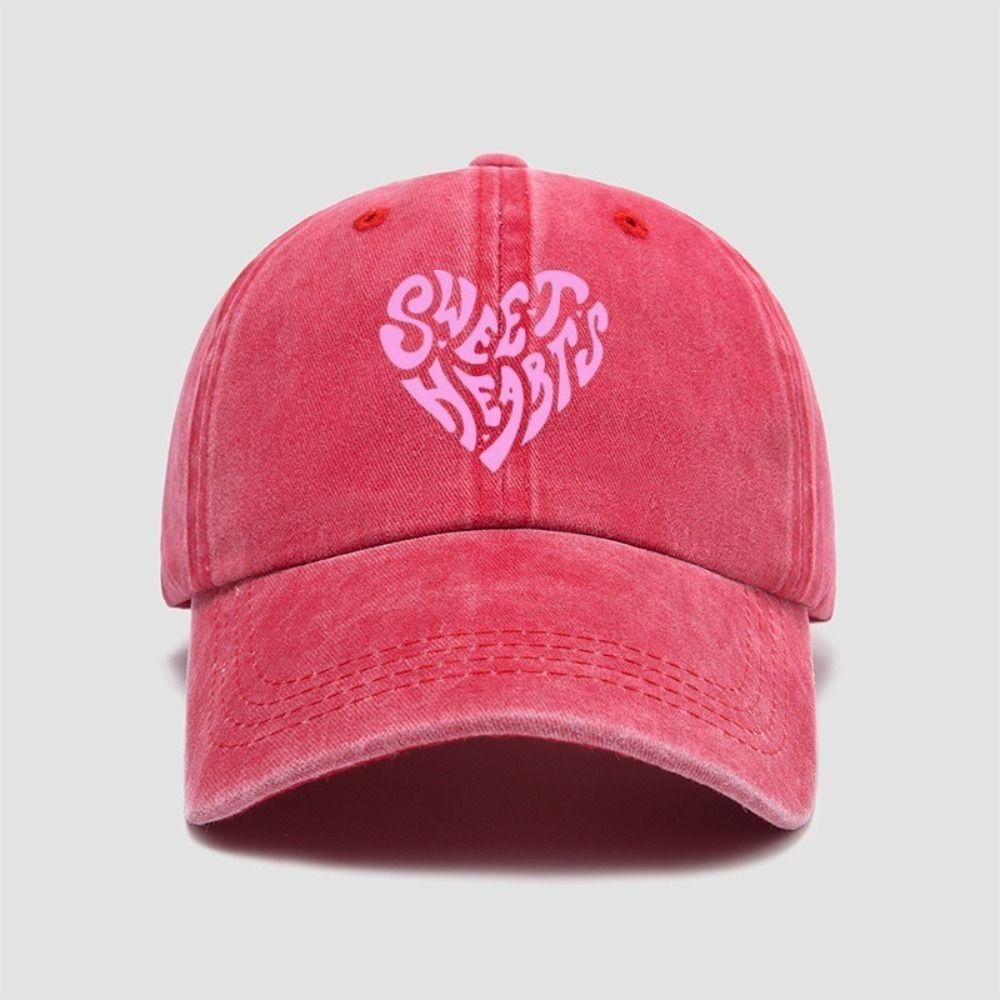 Sweet Heart Printed Visor Baseball Cap For Man Women Hiking Fishing Vacation