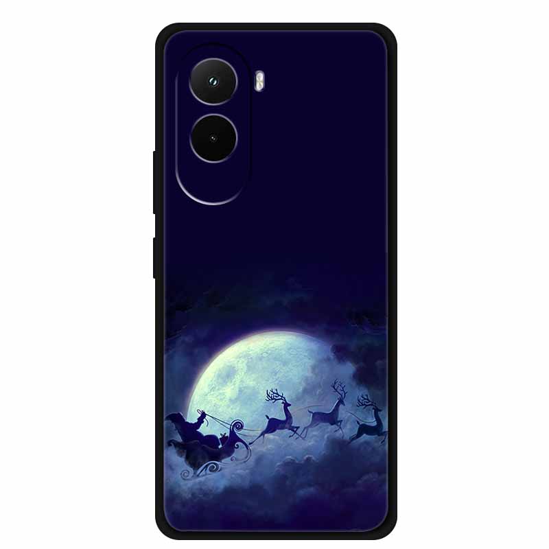 Christmas Phone Case For Poco M7 4G Case Christmas Tree Black Silicone Bumper For Xiaomi Poco M7 4G Cover PocoM7 Cartoon Coque