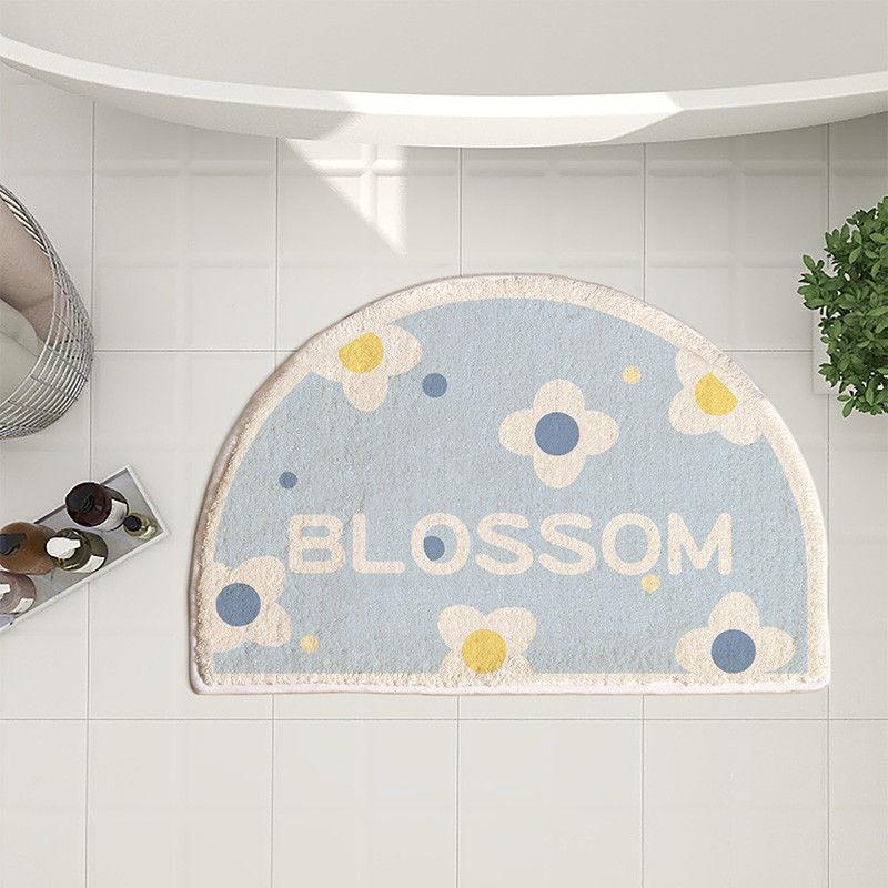 Ins Simple Semicircle Absorbent Bathroom Floor Mat Thickened Non-slip Carpet Toilet Washroom Toilet Door Mat