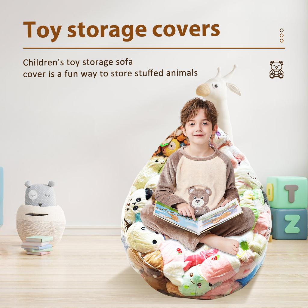 Przezroczysty Pokrowiec na Puf do Siedzenia z Wypełnieniem dla Pluszaków 150L Przechowywanie i Organizacja Pluszowych Zabawek Wodoodporny Pokrowiec na Puf z PVC do Wypełnienia