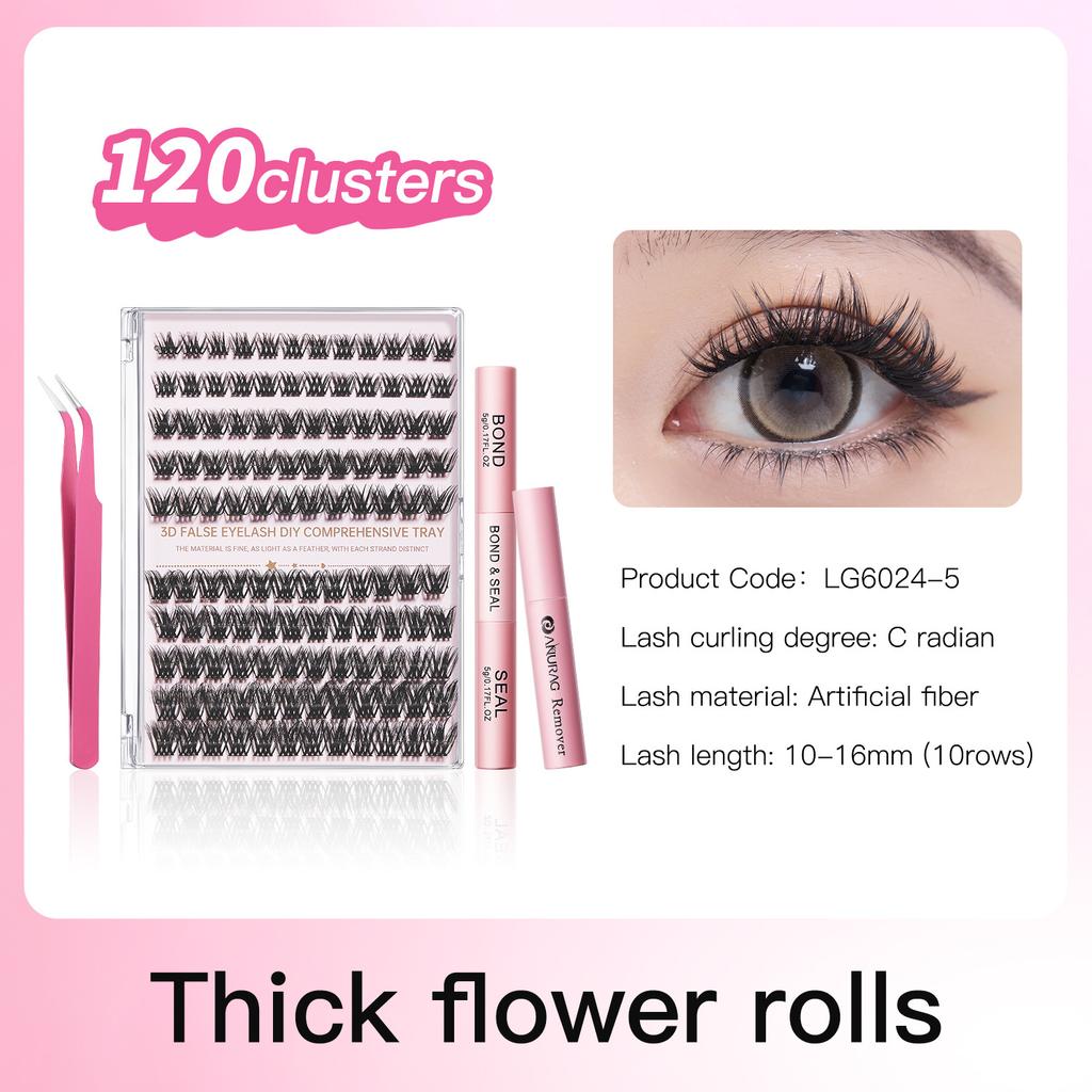 Life Girls 3D Volume False Eyelash Kit – Fluffy & Natural Cluster Lashes, DIY Individual Lash Extensions, Hot Melt Glue Applicator Set