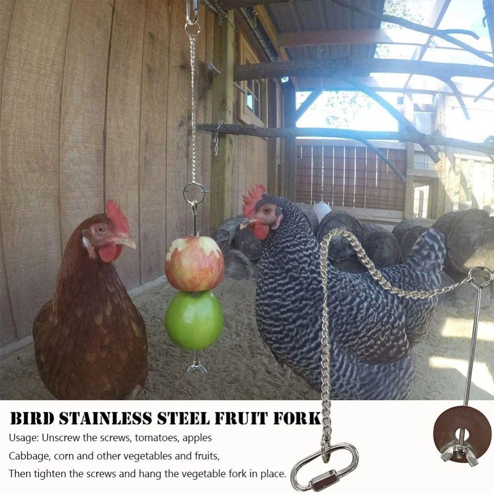 Rust-proof Chicken Veggies Skewer Adjustable Length Bird Feeder for Cage  Birds