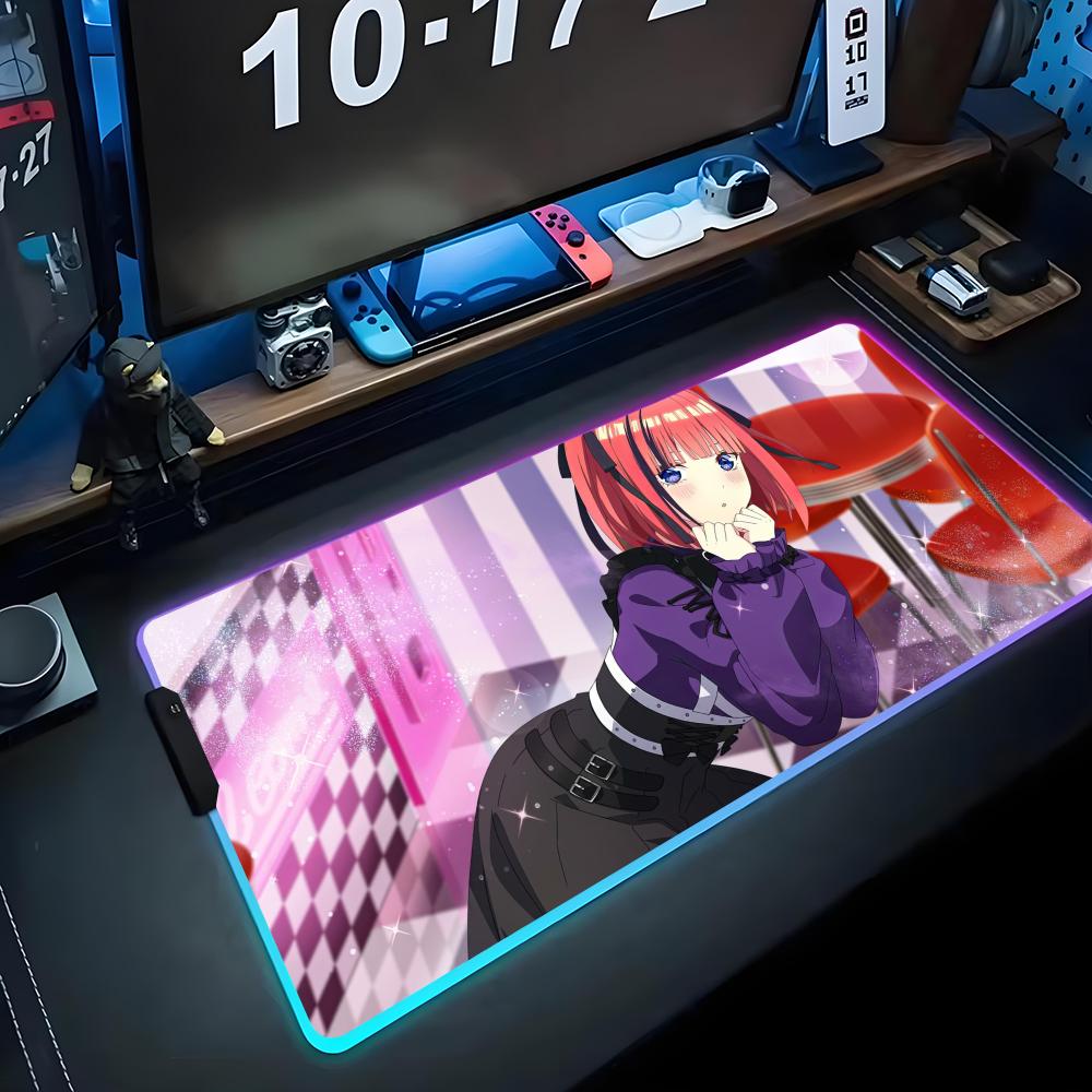 

nakano nino Mouse Pad RGB Gaming Mousepad Big LED Pad PC Desk Mat Luminous Mouse Pad Large Keyboard Mats Table Rug With Backlit RGB600x300x3mm
