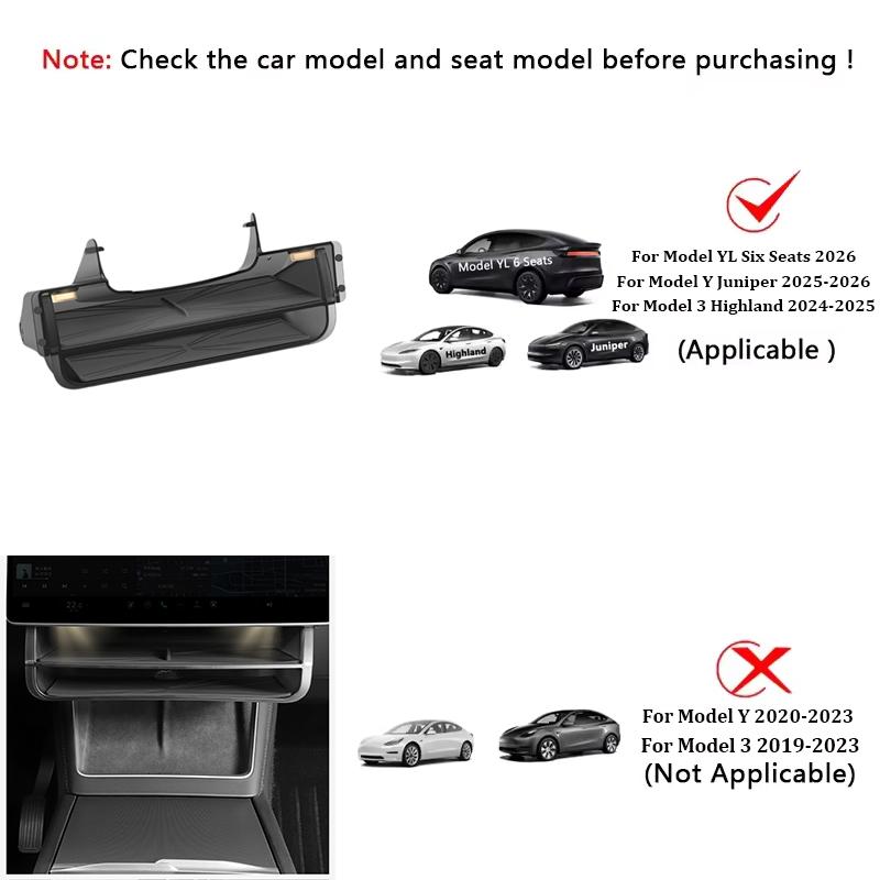 For Tesla Model YL Model Y Juniper Model 3 Highland Center Console Screen Under Storage Box Double-layer Hidden Organizer Tray