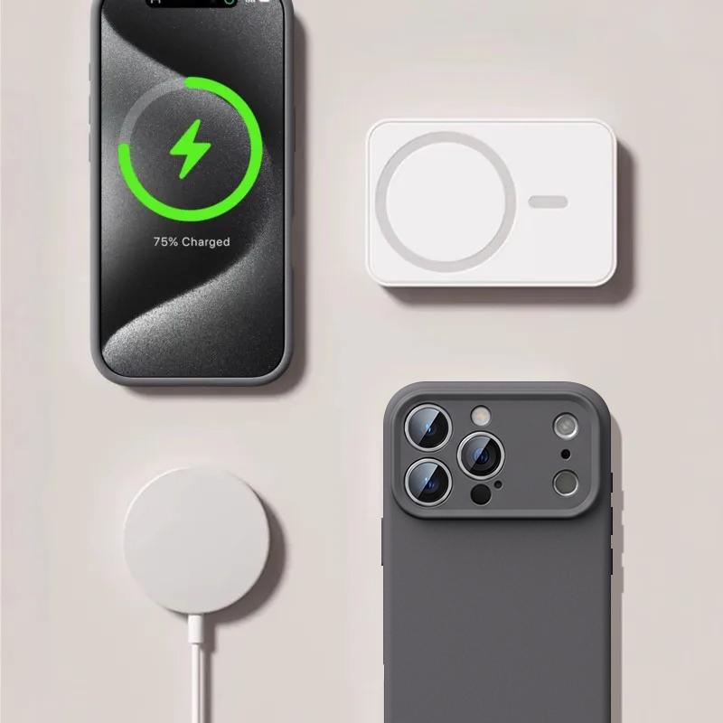 Magnetische Flüssigsilikonhülle Für iPhone 17 Pro Max 16 Pro Max 15 14 13 17e 16e Funda Für Magsafe Kabelloses Laden Weiche Abdeckung